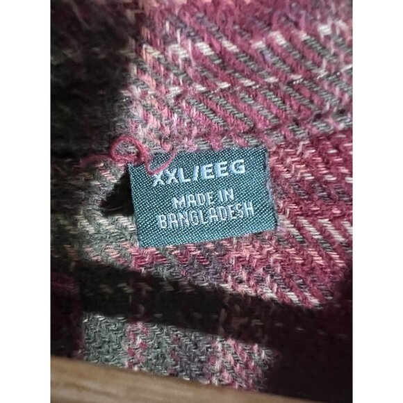 ORVIS Mens Red/Olive Green Shirt Jacket Side Pockets Heavy Cotton Flannel XXL - Picture 9 of 11